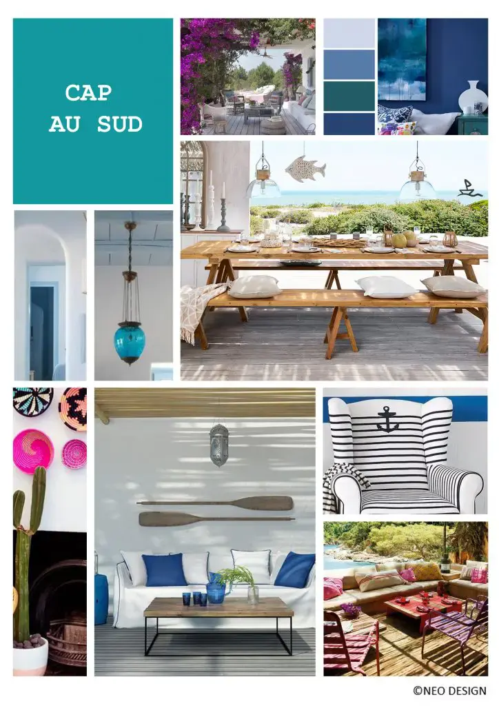 Planche d'ambiance Cap au Sud, par Nadia Duffieux, Architecte d'intérieur et Décoratrice à Montpellier 34