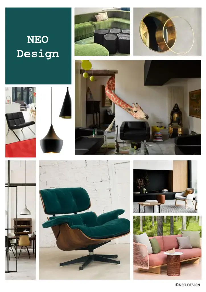 Planche d'ambiance style Design, par Nadia Duffieux, Architecte d'intérieur et Décoratrice à Montpellier 34
