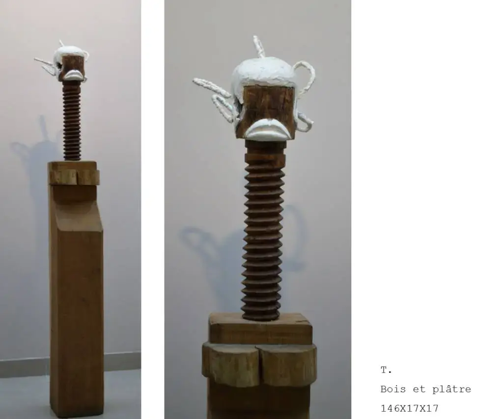 Sculpture bois et platre Nadia Duffieux Designer